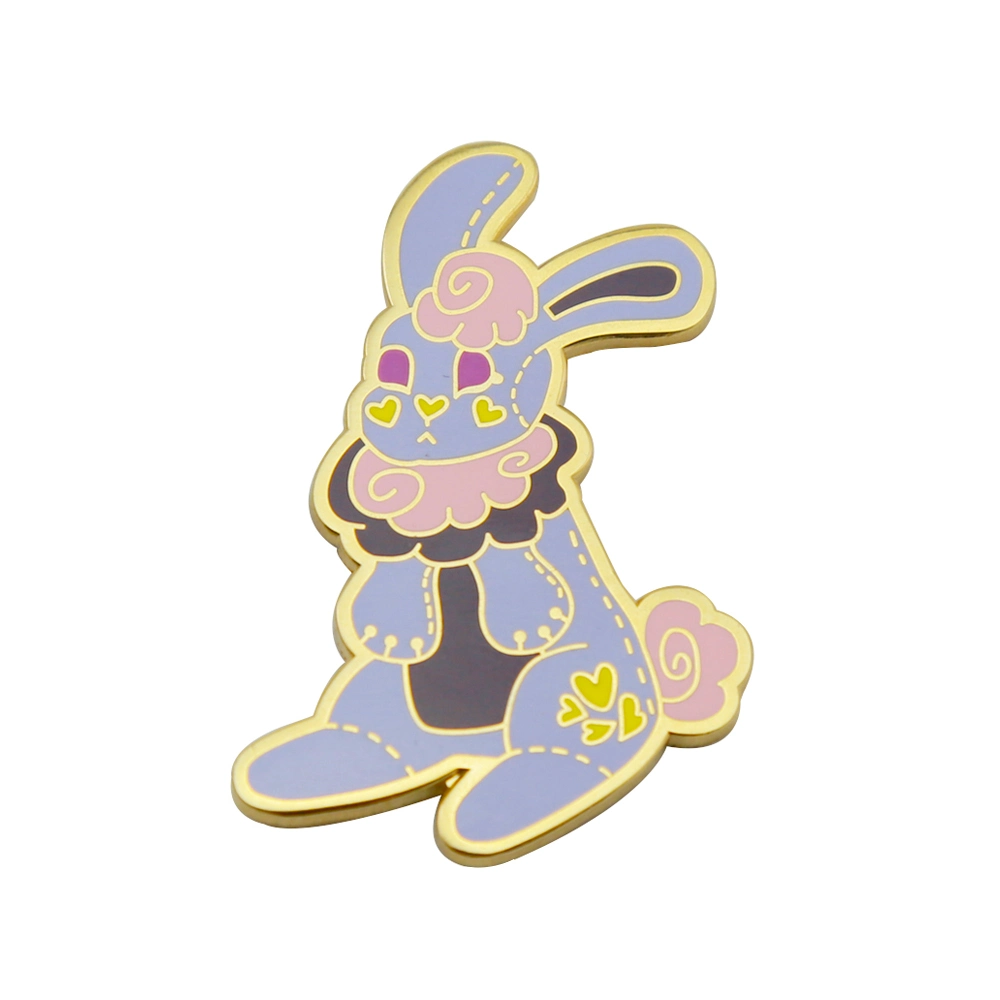 Factory Custom Cute Fashion Rapper Cartoon Metal Enamel Brooch Rabbit Lapel Pins