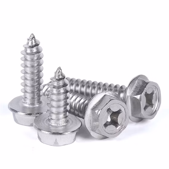Vis à bois à tête à embase hexagonale en croix en acier inoxydable zingué en acier au carbone